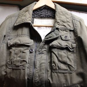 Hollister Military Jacket with Faux Fur Lining